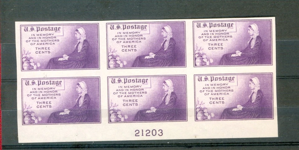 USA Scott 754 Farley Mothers plate number 21203 bottom ngai - Image 1 of 1