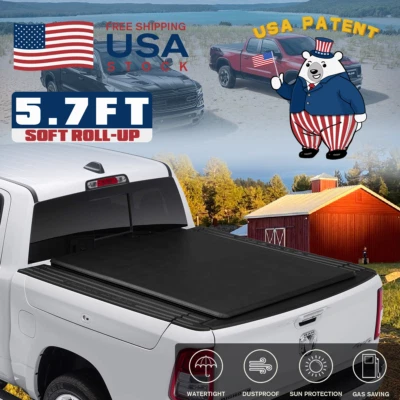 Fit RamBox Soft Roll-up Tonneau Cover for 2009-2019 Dodge Ram w/ RamBox 5'7" Bed Foto 1 de 4