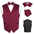 Men's Dress Vest BOWTie Hanky BURGUNDY Color Bow Tie Set for Suit or Tuxedo XL