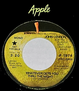 PRISTINE BEATLES JOHN LENNON '74 'WHATEVER GETS YOU THRU THE NIGHT' PROMO P-1874 - Imagen 1 de 17
