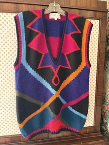 Stunning Peruvian Connection Sweater Vest 100% Alpaca Rich Colors M - Picture 1 of 4