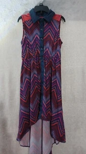 Emily West Girl's Button -Front Printed High And Low Dress Size 8 Multi-color - Picture 1 of 12