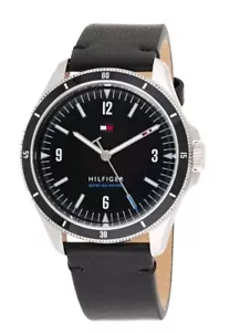 TOMMY HILFIGER Men's Watch Black Dial, Black Leather Band 1791904 - Picture 1 of 8