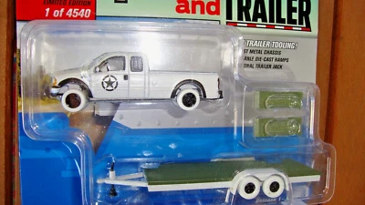 2017 Johnny Lightning Truck and Trailer 2004 Ford F-250 White Lightning Chase - Image 1 of 4
