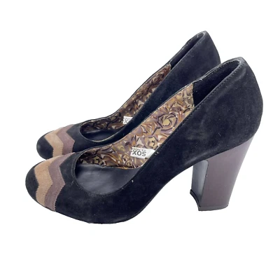 Zapatos de salón Missoni para mujer con tacón Chevron en zig zag sin cordones de gamuza superior negros talla 8 Foto 1 de 4