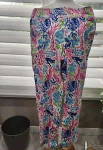 Barbara Erickson Multicolor Floral Tropical Pull On Stretchy Pants Size 10 - Picture 1 of 3