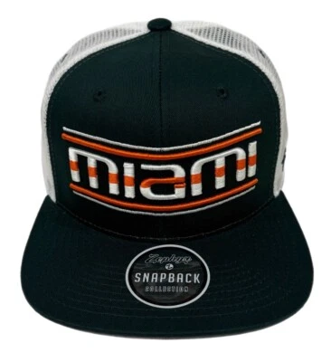 Zephyr NCAA Miami Hurricanes “Crossing" Flat Bill Trucker Mesh SnapBack Hat NWT - Image 1 of 4