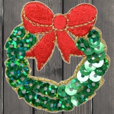 Christmas Wreath Embroidered Patch — Iron On - Image 1 of 2