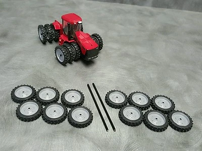 1/64 Farm custom scratch 14.9R50 4WD tractor tire kit gray rims + axels - Image 1 of 4