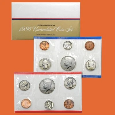 1986 U.S. Mint Set ~ 12 Coins ~ P & D ~ Uncirculated Government Packaging OGP - Image 1 of 3