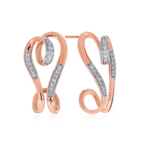 0,14 quilates 14 quilates oro rosa adorable giro diamante tachuelas joyería - Imagen 1 de 7