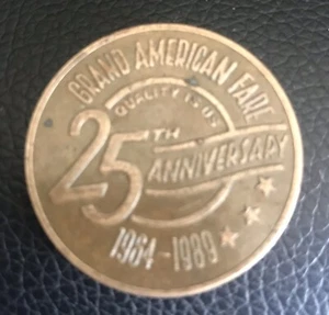 Grand American Fare 25th Anniversary Dollar 1964-1989 Coin Trade Token - #7 - Picture 1 of 2