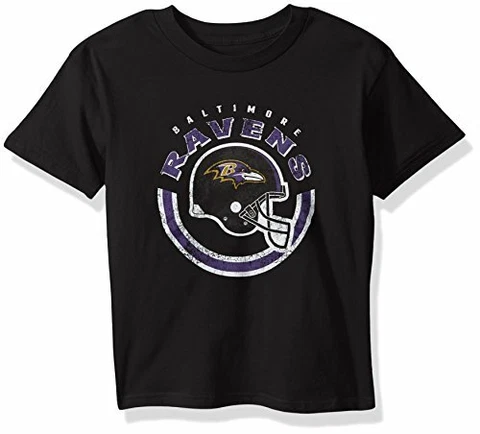 NFL Youth Boys "Cannon Ball" Short Sleeve Tee-Black-M(10-12), Baltimore Ravens Cover