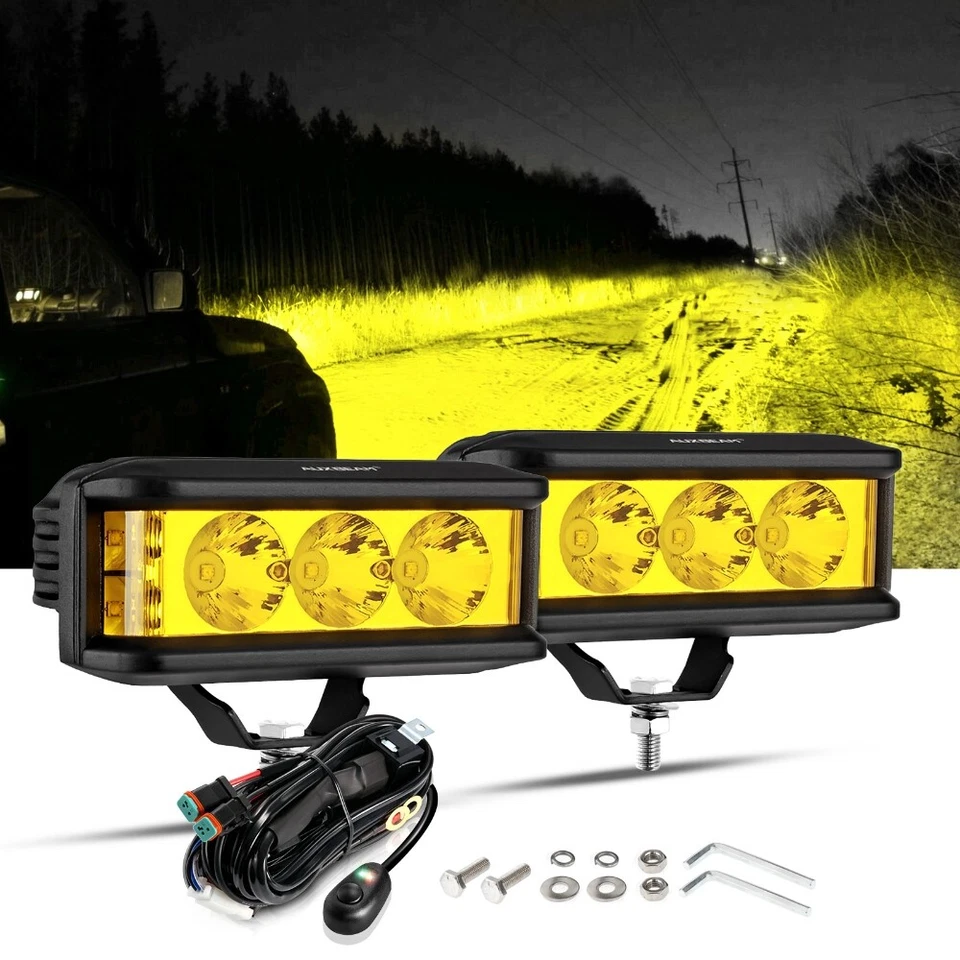 AUXBEAM 5" LED Light Bar Pods Offroad Driving Fog Amber Lamp For Jeep ATV UTV - Image 1 of 4