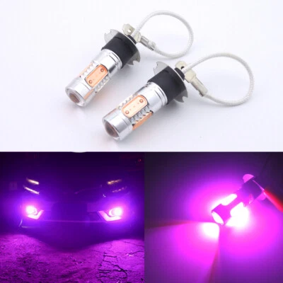 2pcs Bright Pink H3 LED Fog Light Bulb Car Truck DRL Driving Lamp Conversion Kit - Image 1 of 4