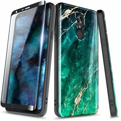 Funda ultra delgada de mármol con vidrio templado para LG K40/Xpression Plus 2/Solo LTE Foto 1 de 2
