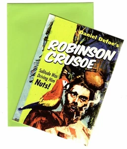 Robinson Crusoe Note Card Daniel Defoe Pulp The Classics Matching Envelope 5.75" - Picture 1 of 2