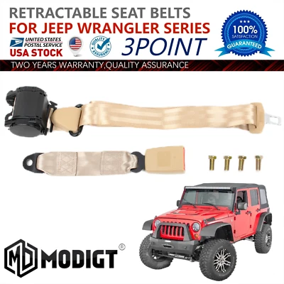 Kit de cinturón de seguridad retráctil universal de 3 puntos fijo de tres puntos para Jeep Comanche Foto 1 de 4