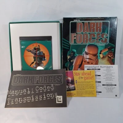 VTG STAR WARS Dark Forces Big Box PC Game COMPLETE w/ Players Guide Manual Flyer - Image 1 of 4