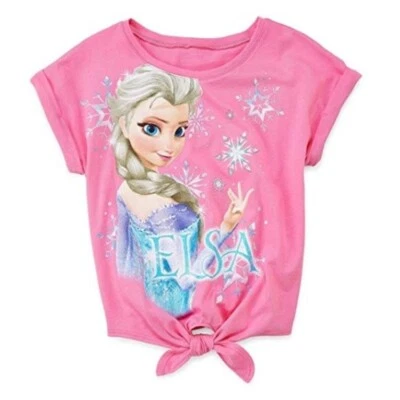 Disney Frozen Elsa Girls Shirt Scoop Neck, Cap Sleeves Pink Size 16/XLarge - Image 1 of 4