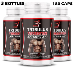 TRIBULUS TERRESTRIS 96% SAPONINS EXTRACT BODY BUILD TESTOSTERON BOOST AID 3X - Picture 1 of 15