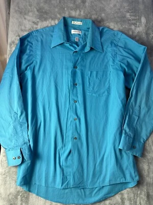 Van Heusen Shirt Mens Large 16.5 34/35 Blue Poplin Cotton Polyester Long Sleeve - Image 1 of 4