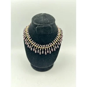 Vintage Avon Garnet & Light Colored Amethyst Faux Pearl Choker Fringe 16" - Picture 1 of 4