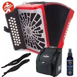 Hohner Compadre GCF Sol 31 Button Accordion Red With Bag, Straps and Polish - Picture 1 of 5