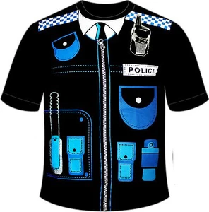 Nuevo Elegante Vestido Stag Do Hombres Negro POLICÍA Impreso Novedad Camiseta Talla Pequeña -XXL - Imagen 1 de 1
