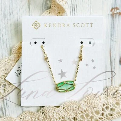 Colar pingente de ouro verde claro KENDRA SCOTT Elisa estrutura treliça esfregão novo com etiquetas - Imagem 1 de 4