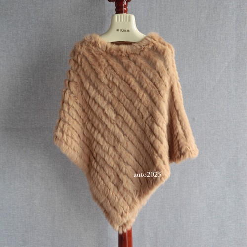 OFF WHITE Mantello donna maglia vera pelliccia di coniglio mantello pullover invernale cappotto outwear maglieria