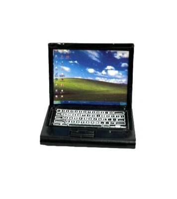 Dolls House Black Laptop Computer Lap Top Miniature Modern Work Study Accessory - Image 1 of 4