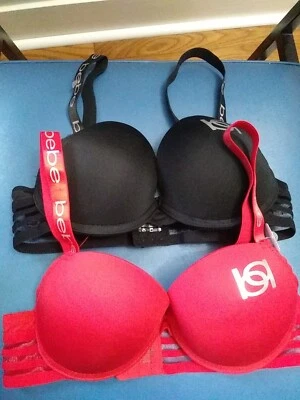 Lote. Of Two BEBE - Sujetadores push up negros y rojos - 36B Foto 1 de 4