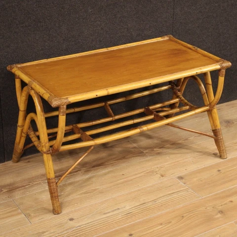 Coffee table furniture in bamboo wood living room modern vintage Italian design Cover