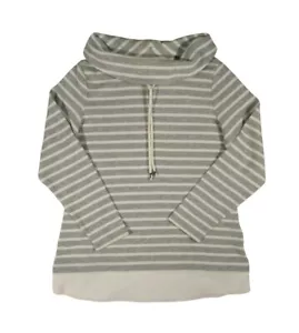 D & Co. Active Gray Striped Cowl Neck Thermal Long Sleeve Top QVC Petite Small - Picture 1 of 14