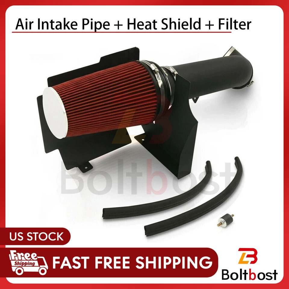 Black Cold Air Intake System Heat Shield + Filter For Chevy Silverado 1999-2006 - Image 1 of 4