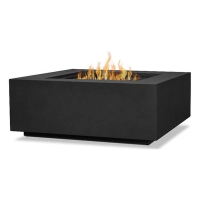 Real Flame Aegean Square Metal Propane Fire Table with Conversion Kit  in Black - Image 1 of 4
