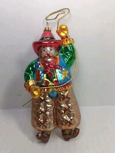 Vintage Christmas Ornament Blown Glass Lassoing Cowboy Western - Picture 1 of 5