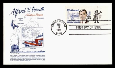 DR WHO 1985 FDC AVIATION PIONEER VERVILLE GAMM CACHET MR ZIPPY EPHEMERA M58319 - Image 1 of 2