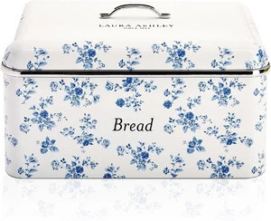 Laura Ashley Bread Storage Bin Large Size Stainless Steel with Removable Lid - Picture 1 of 8