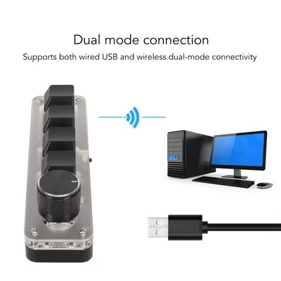 USB Mini 4 Key Keypad With Knob Blue Switch RGB Backlighting Dual Mode Connec CB - Bild 1 von 4