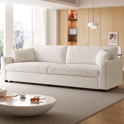 104.7" Oversized Loveseat Sofa Modern 2 Seater Sofa w 2 Pillows Beige Sofa Couch - Image 1 of 4