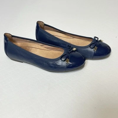 Vionic Orthaheel Minna Navy Leather & Patent Cap Toe Ballet Flats Size US 6 - Image 1 of 4