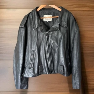 VTG Taylor's Leatherwear Pheonix Black Cowhide Leather Police Jacket 54 USA - Picture 1 of 13