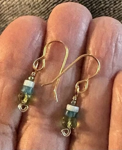 Yellow Gold Plated 3 Gemstone Earrings - Picture 1 of 3