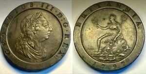 1797 George III 2 Pence Cartwheel Great Britain Copper Coin 56.84g Very fine - Picture 1 of 15