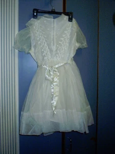 Vintage Flower Girl Communion Dress With Veil Ivory Size 5-6 - Picture 1 of 16