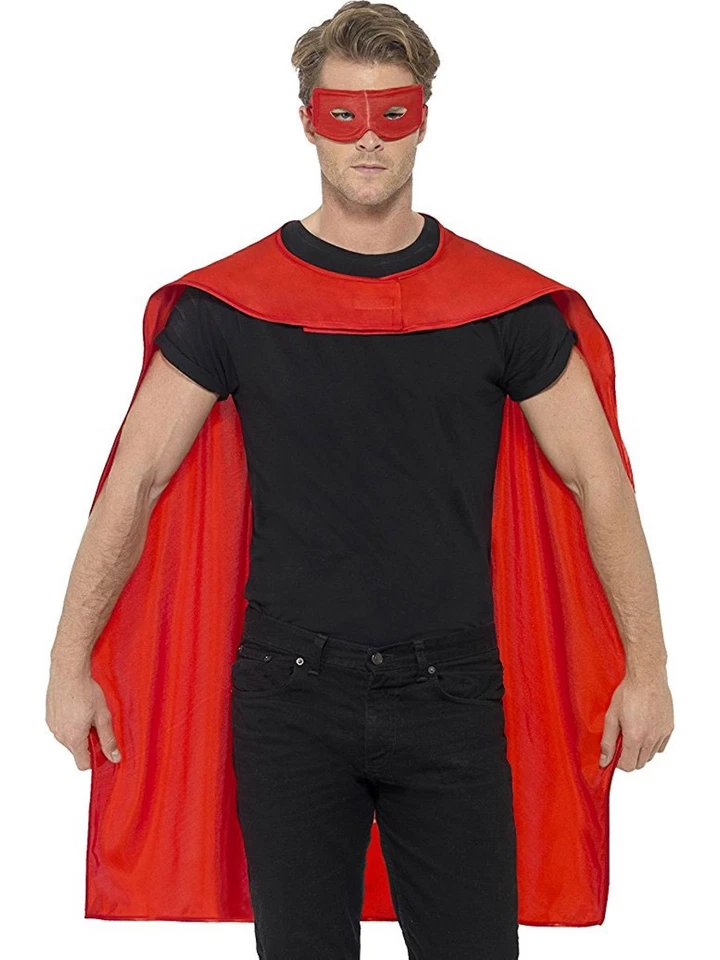 Capa de superhéroe roja unisex con máscara para ojos accesorio de disfraz Foto 1 de 1