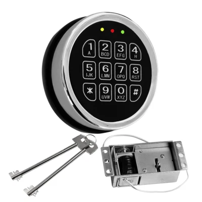 MOUNTPARTS Gun Safe Lock Replacement Chrome Keypad Solenoid Safe Lock With 2 Master Keys
