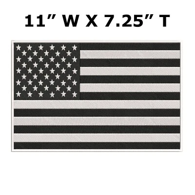 SUPERHEROES GEAR BLACK & WHITE AMERICAN FLAG EMBROIDERED IRON-ON PATCH - LARGE 11-INCH US USA new